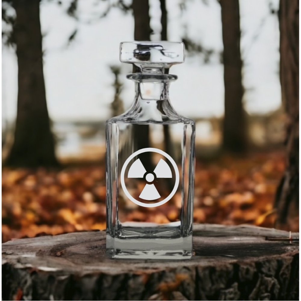 Nuclear Biohazard Decanter 26 Oz Bourbon Whisky Glass Customize Premium NEW